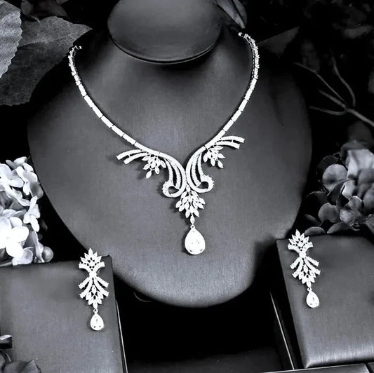 Wedding Jewelry - Luxury Silver Cubic Zirconia Bridal Jewelry Set