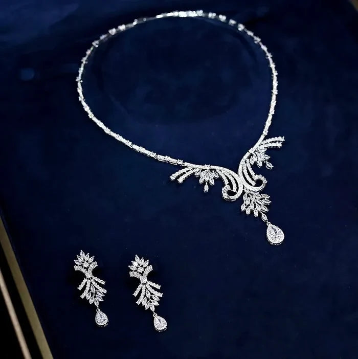 Wedding Jewelry - Luxury Silver Cubic Zirconia Bridal Jewelry Set