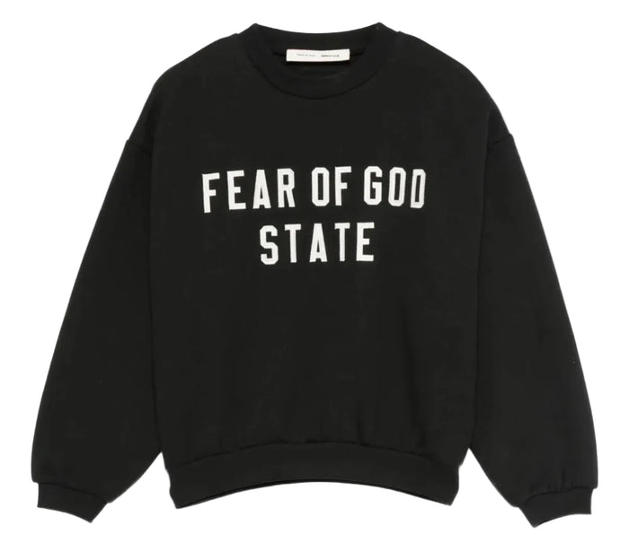 FEAR OF GOD ESSENTIALS BLACK 90S FIT FLEECE CREWNECK SWEATSHIRT