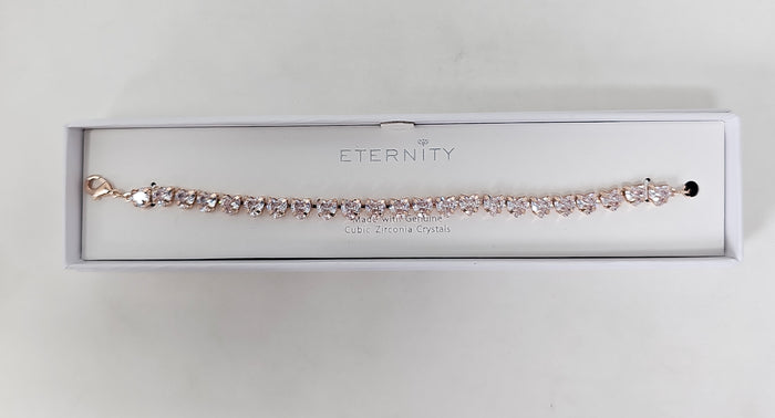Eternity Cubic Zirconia Rose Gold Heart Bracelet