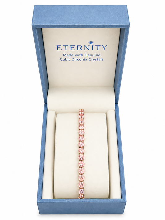 Eternity Cubic Zirconia Silver Plate Pink Gem Bracelet