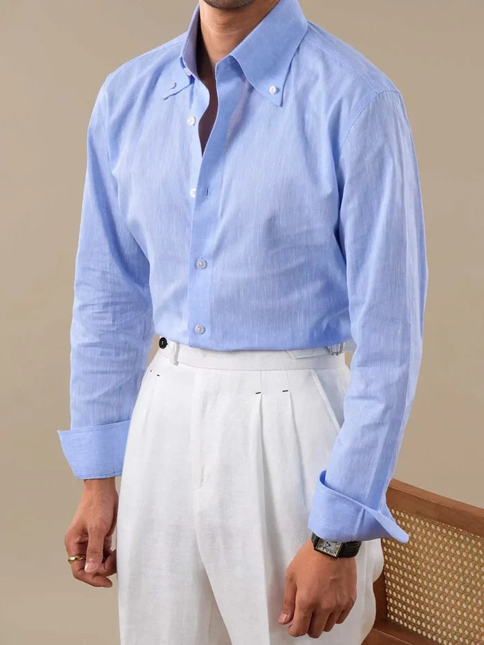 European Linen Button Down Shirt by Italian Vega - 006