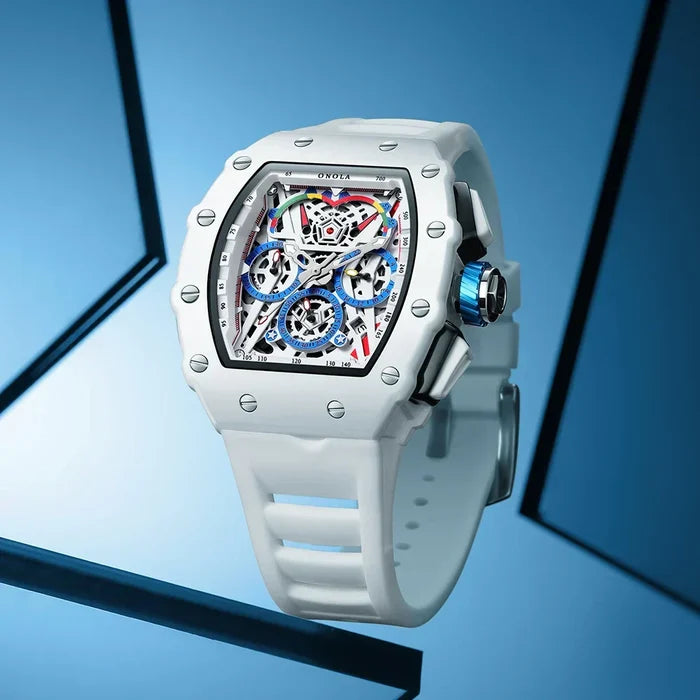 Fashion Casual Multifunctional Waterproof Silicone Tape Quartz Watch-4