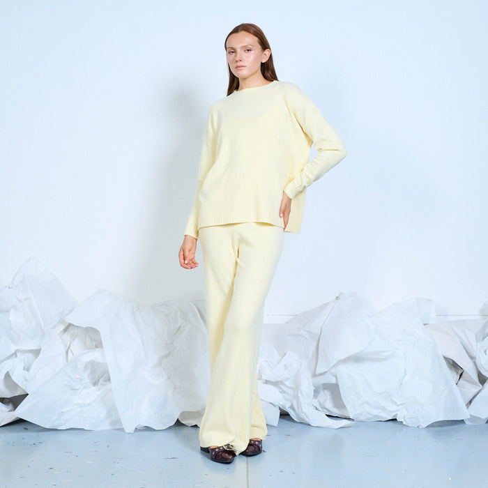 Fine-knit sweater and wide-leg trousers set wholesale