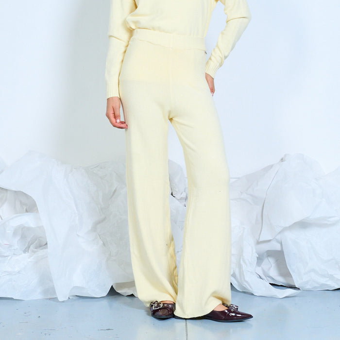 Fine-knit sweater and wide-leg trousers set wholesale