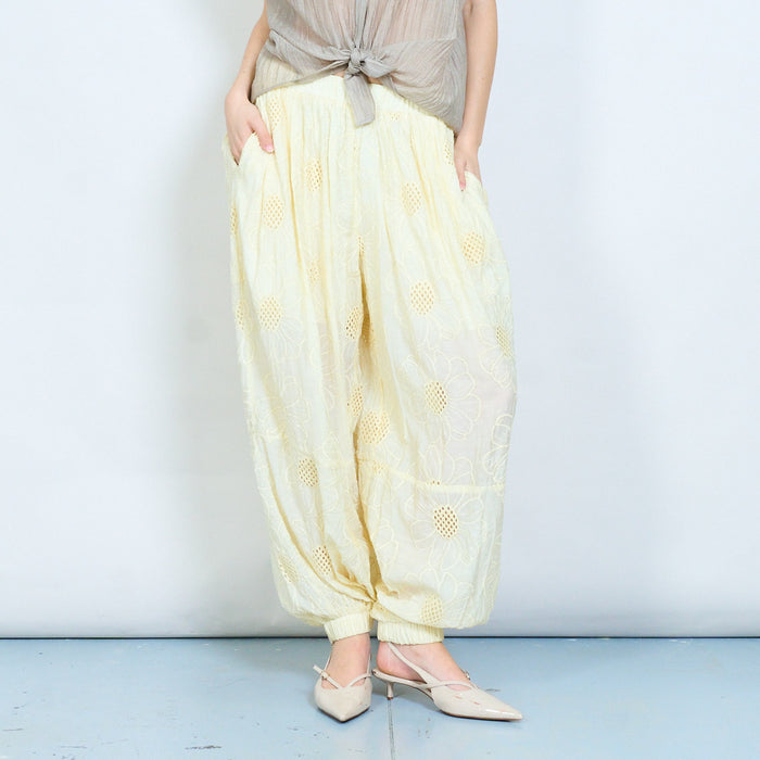 Floral embroidered relaxed jogger trousers wholesale
