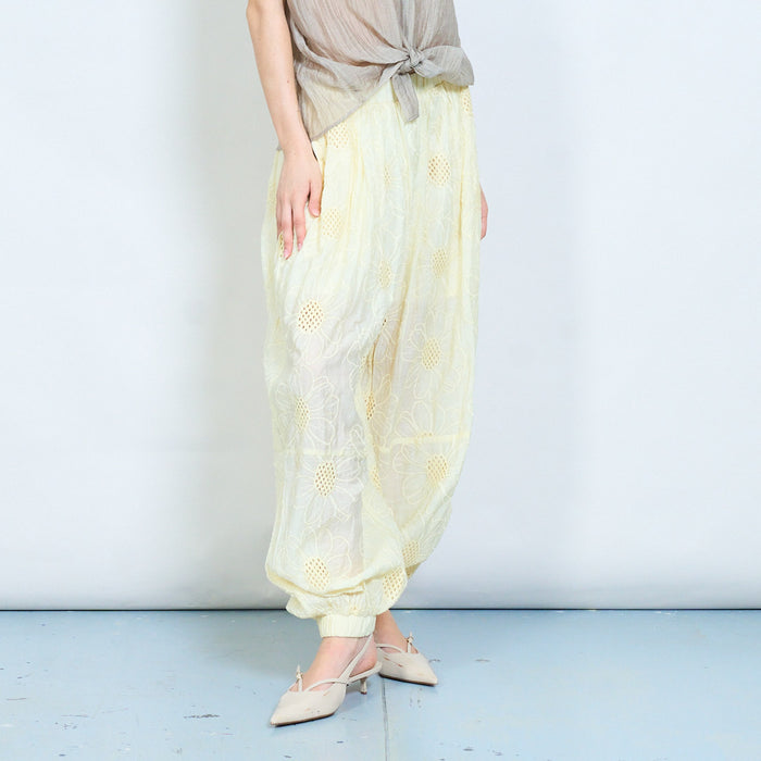 Floral embroidered relaxed jogger trousers wholesale