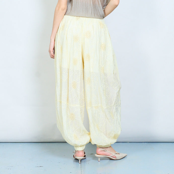 Floral embroidered relaxed jogger trousers wholesale
