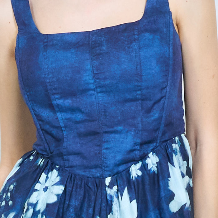 Floral printed square neck midi dress wholesale