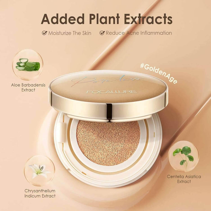 FOCALLURE Poreless BB Cushion Foundation – Full Coverage & Matte Finish - - Pinky Cosmetics -- United Arab Emirates -- Pinky Cosmetics