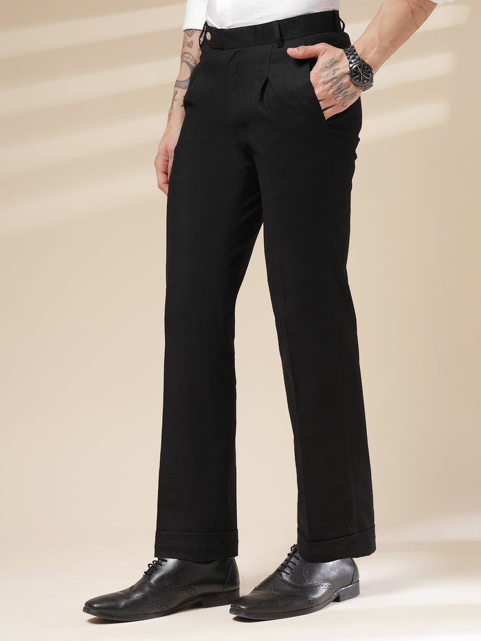 Formal Pleated Linen Gurkha Pants | Boot Cut Fit by ITALIAN VEGA®