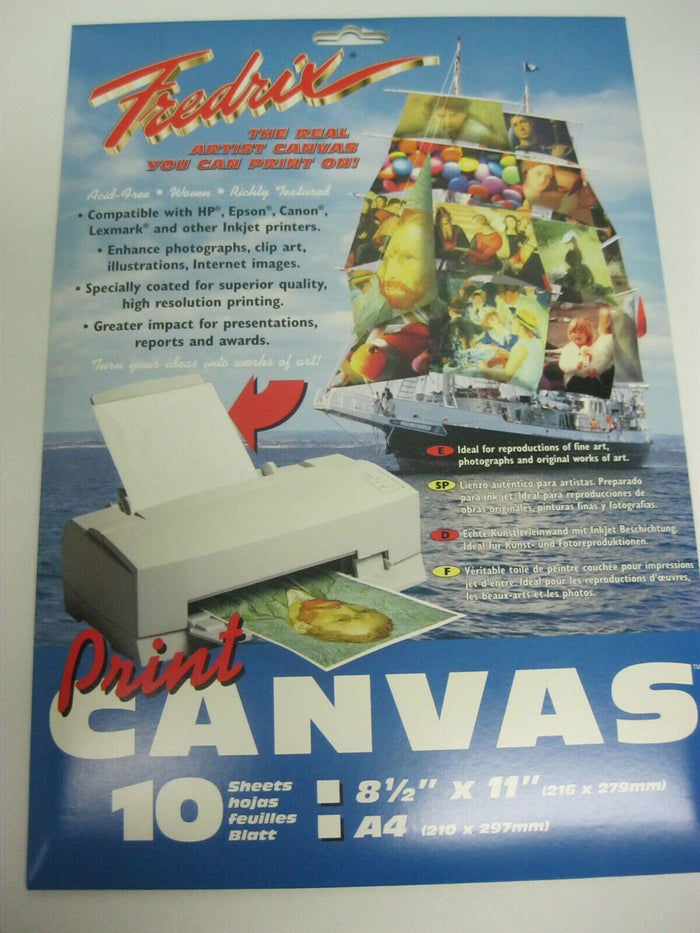 Advertisement for Fredrix Print Canvas for printer