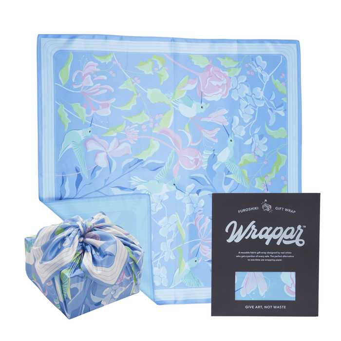 Wrappr Blue Furoshiki Gift Wrap by Danni Ha | 28", Recycled Polyester