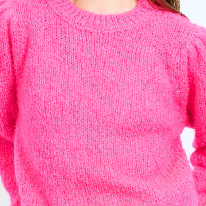 Fuzzy mohair-blend round-neck knit sweater wholesale