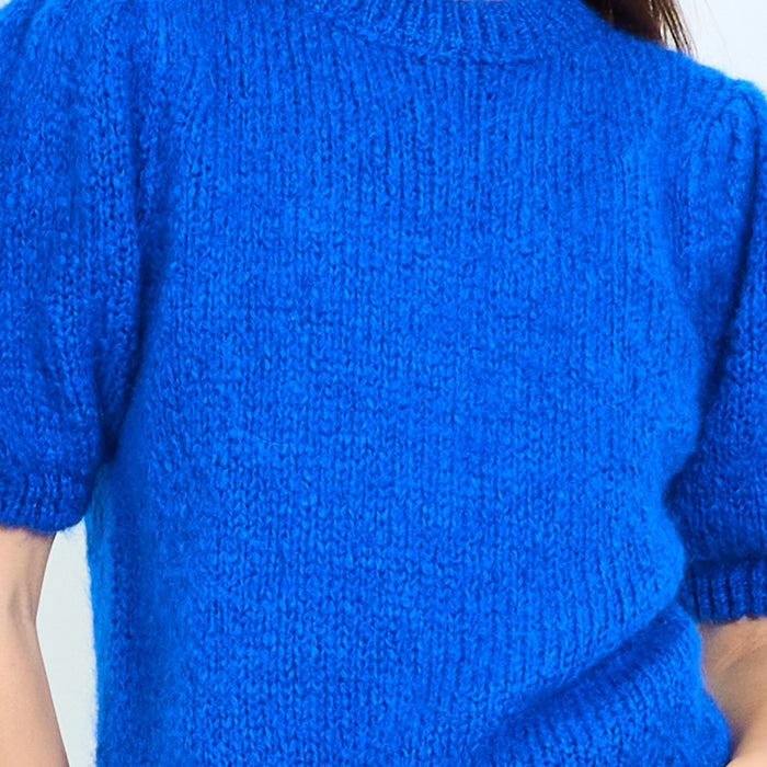 Fuzzy mohair-blend round-neck knit sweater wholesale