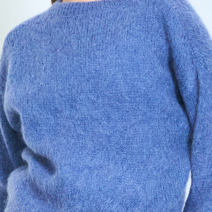 Fuzzy round-neck knit sweater wholesale