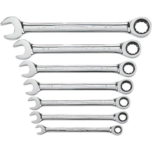 GearWrench 7-Piece, 12-Point Ratcheting Combination Wrench Set, SAE