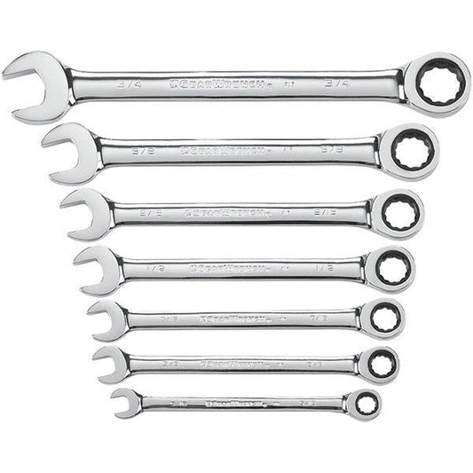 GearWrench 7-Piece, 12-Point Ratcheting Combination Wrench Set, SAE