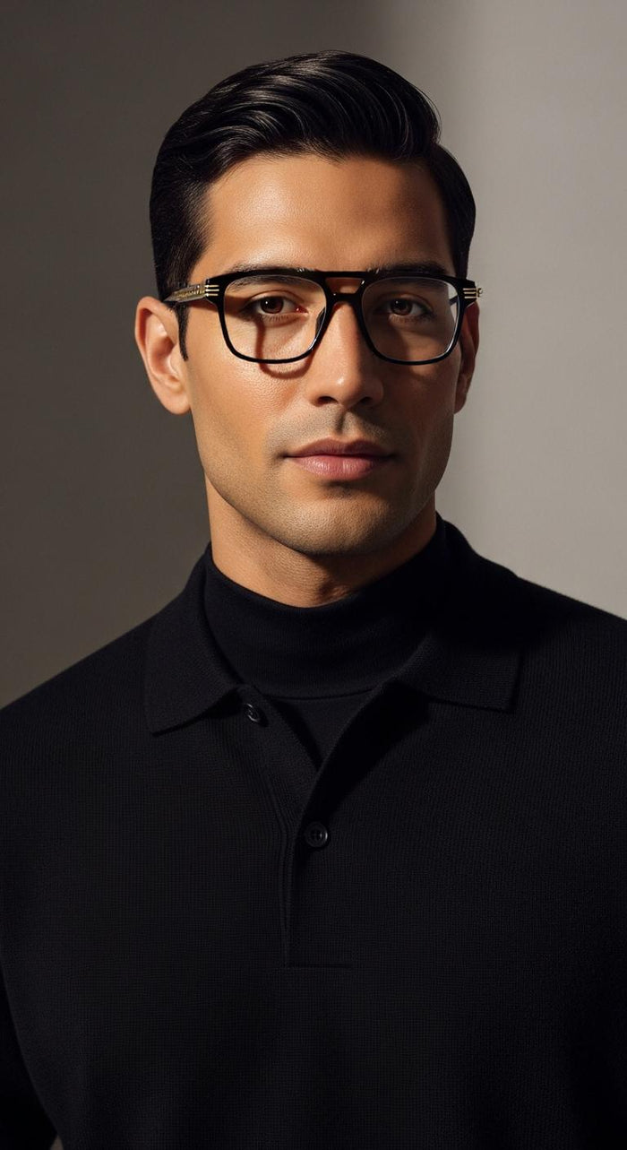 Golden Black Square Full Rim