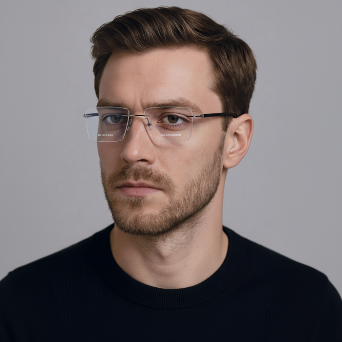 Gunmatel Black Rectangle Rimless