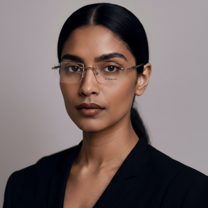 Gunmatel Black Rectangle Rimless