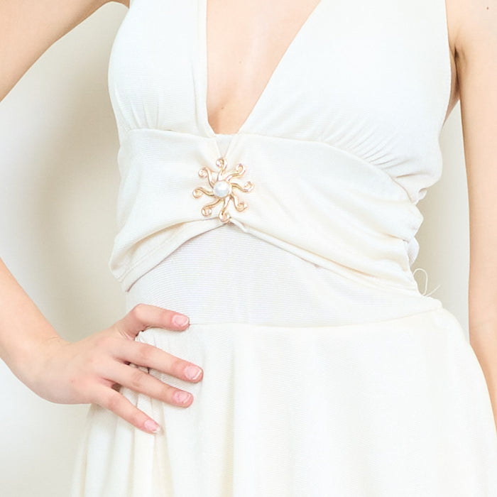 Halter neck layered mini dress with jewel detail wholesale