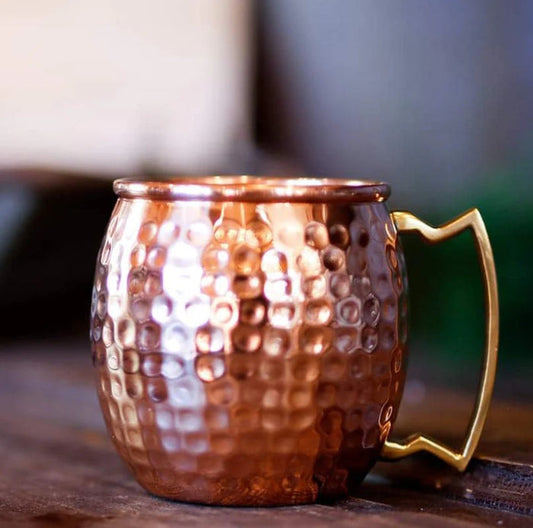 Hammered Shiny Copper Barrel Moscow Mule Mug