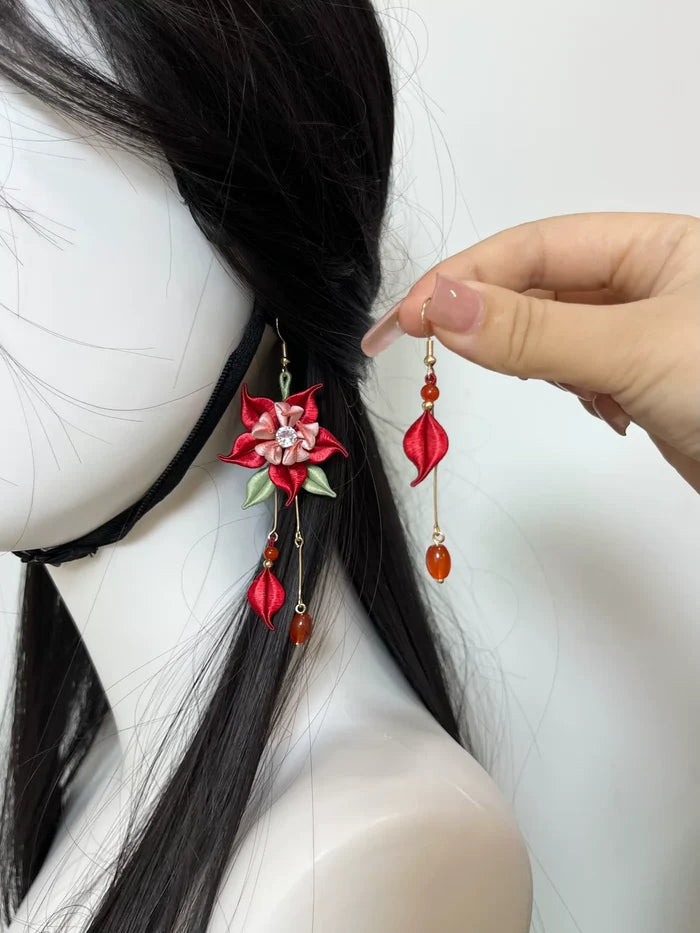 Handmade Chanhua Lu Chen Mandala Flower Earrings on a mannequin