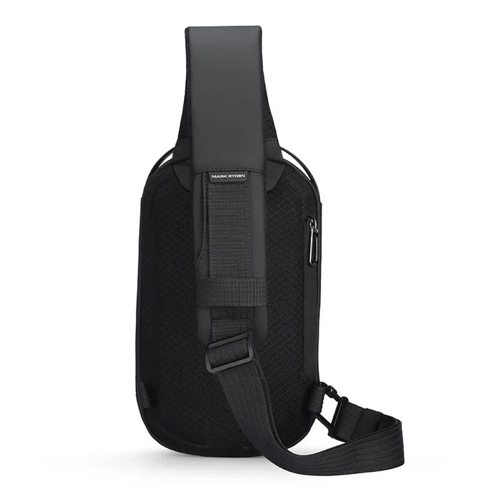 Hard-Shell Waterproof Crossbody Bag Sling with USB Port Black-1