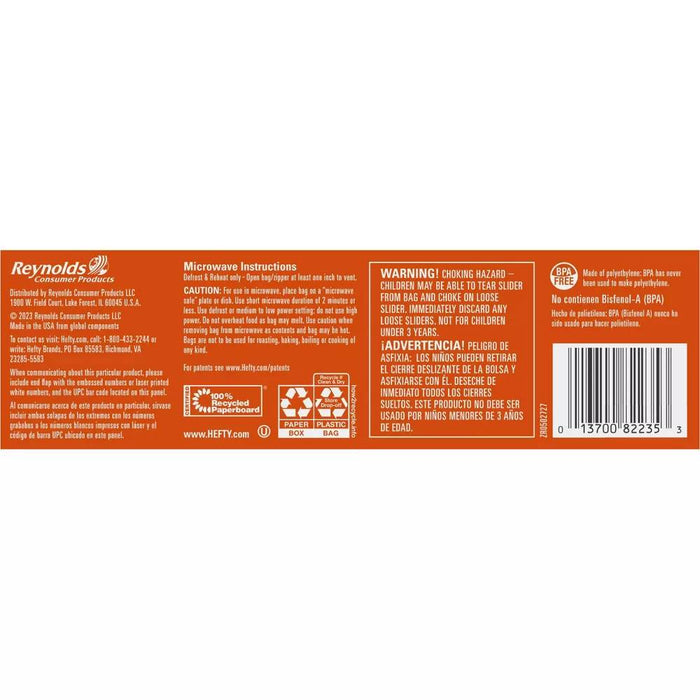 Hefty - Quart Freezer Storage Slider Bags - 35ct - 9 Pack