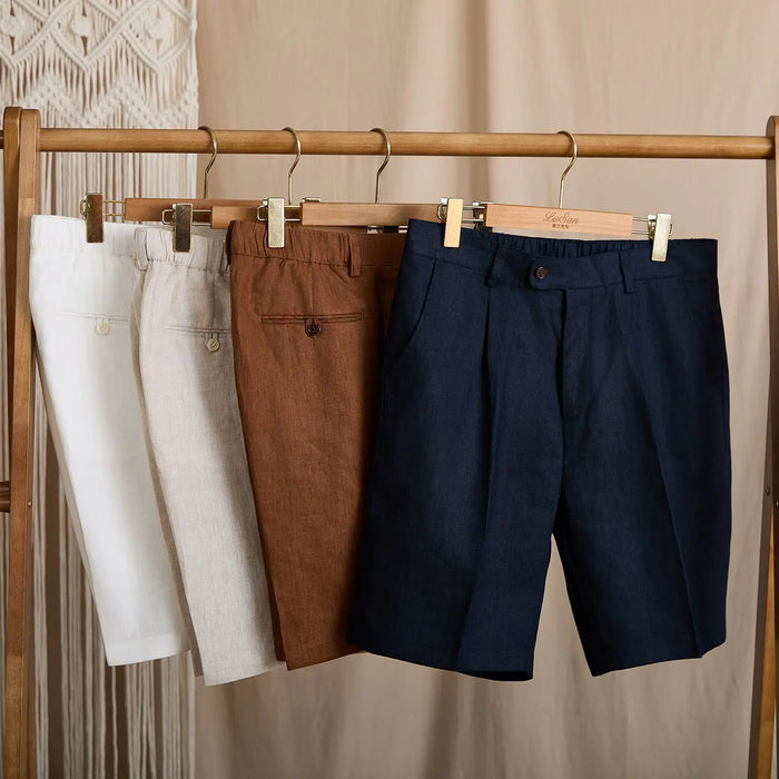 High-Waist Pleated Linen Shorts BRABION