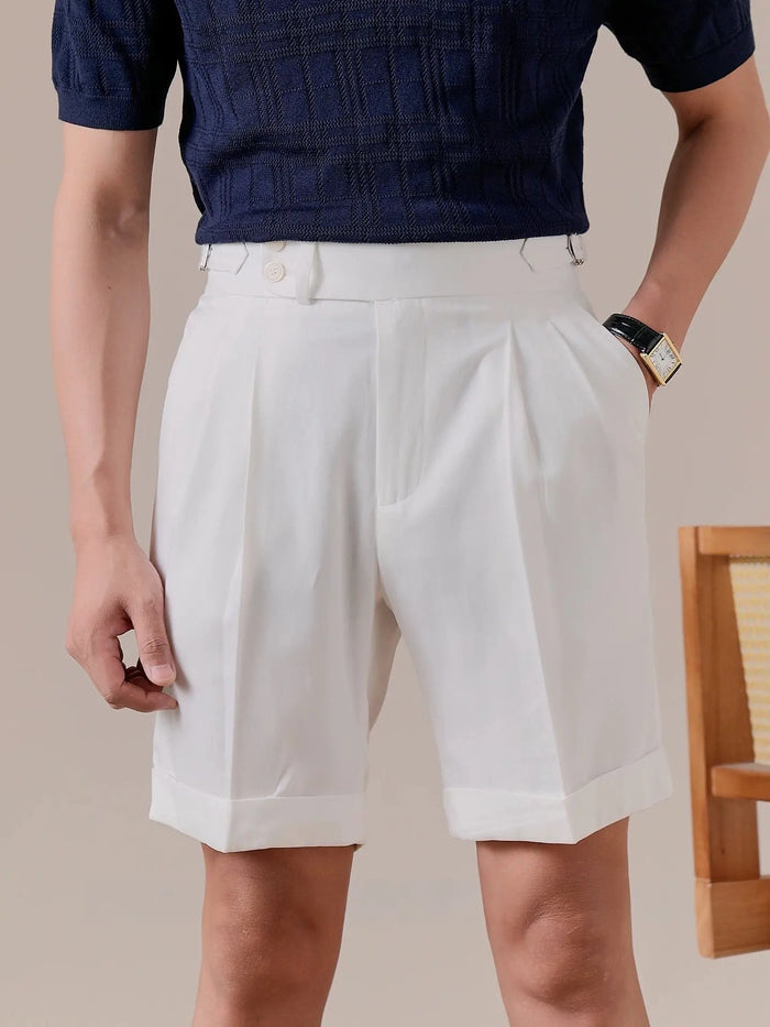 High-Waisted Double-Pleat Non-Iron Summer Suit Shorts for Men BRABION