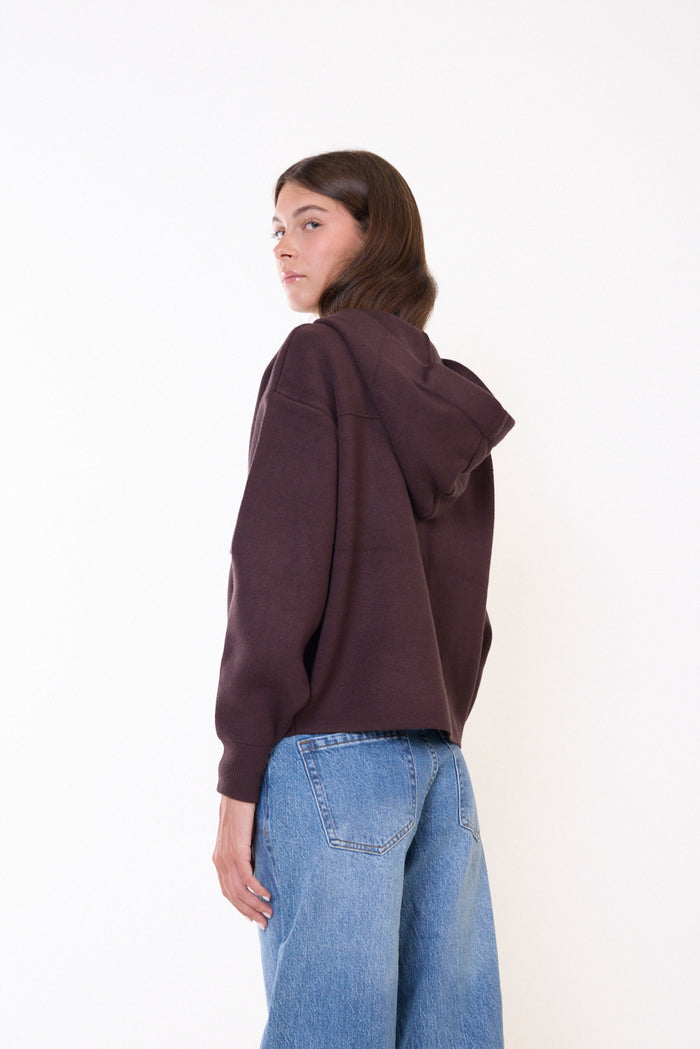 Hooded button-front utility coat with patch pockets wholesale