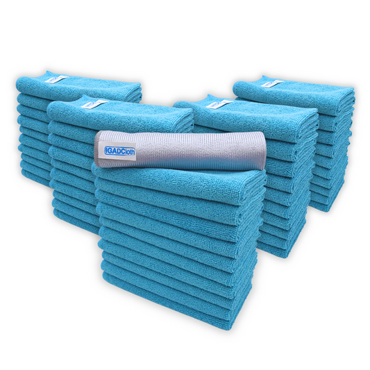IGADCloth Blue Microfiber Sets, Cleaning Cloths 40x40cm 250gsm + 1 Free Glass Cloth