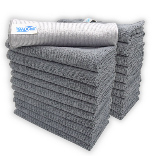 IGADCloth Grey Microfiber Sets, Cleaning Cloths 40x40cm 250gsm + 1 Free Glass Cloth