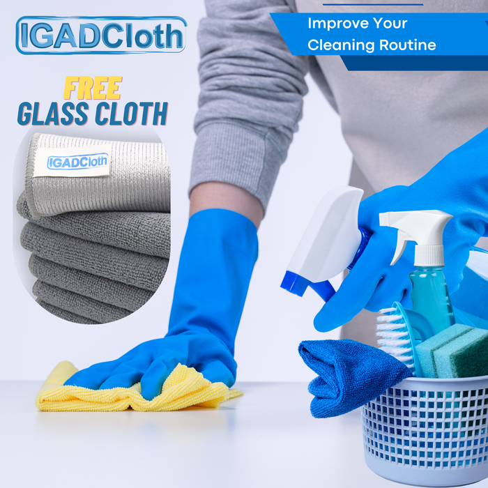 IGADCloth Grey Microfiber Sets, Cleaning Cloths 40x40cm 250gsm + 1 Free Glass Cloth