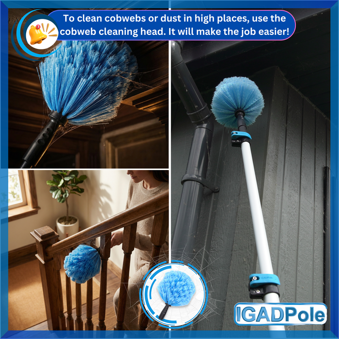 IGADPole 5m (17ft) Dusting Set: Extension Pole, Squeegee and 3 Dusting Attachments