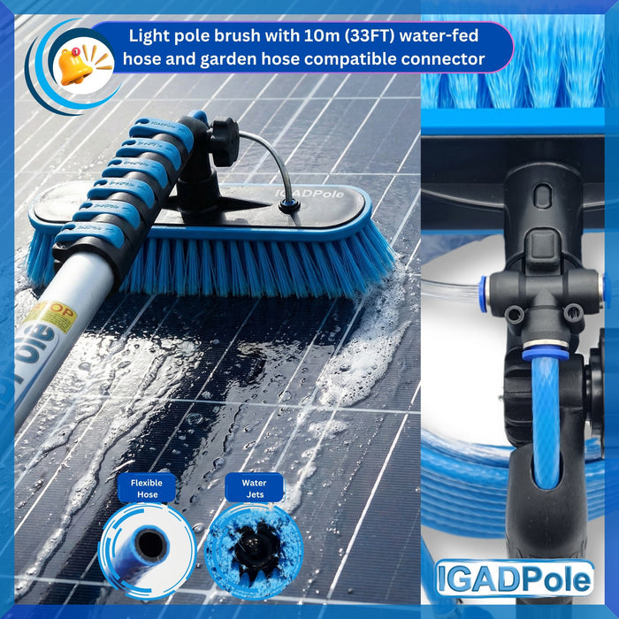 IGADPole 5m (17ft) Telescopic Window Cleaning Pole Kit with Water-Fed Brush, Squeegee & Cobweb Duster