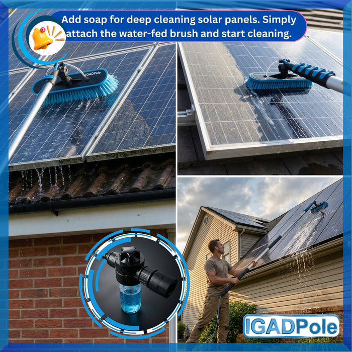IGADPole 5m (17ft) Telescopic Window Cleaning Pole Kit with Water-Fed Brush, Squeegee & Cobweb Duster