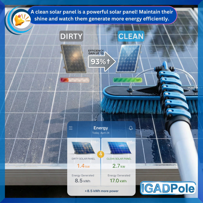 IGADPole 5m (17ft) Telescopic Window Cleaning Pole Kit with Water-Fed Brush, Squeegee & Cobweb Duster