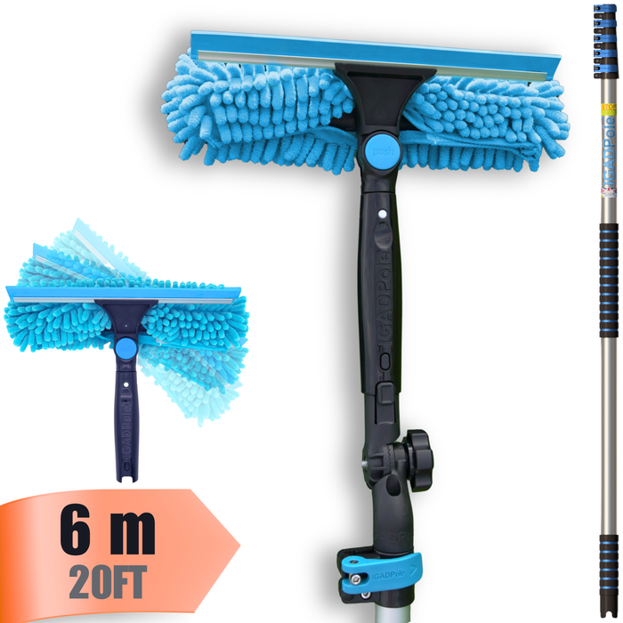 IGADPole 6m (20ft) Window Squeegee Cleaning Kit, Extension Pole and 10"(25cm) Window Squeegee