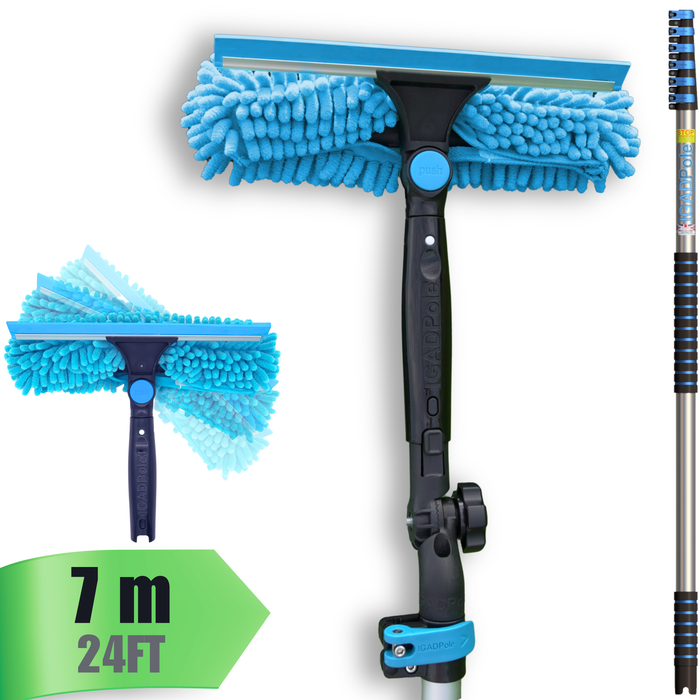 IGADPole 7m (24ft) Window Squeegee Cleaning Kit, Extension Pole and 10"(25cm) Window Squeegee