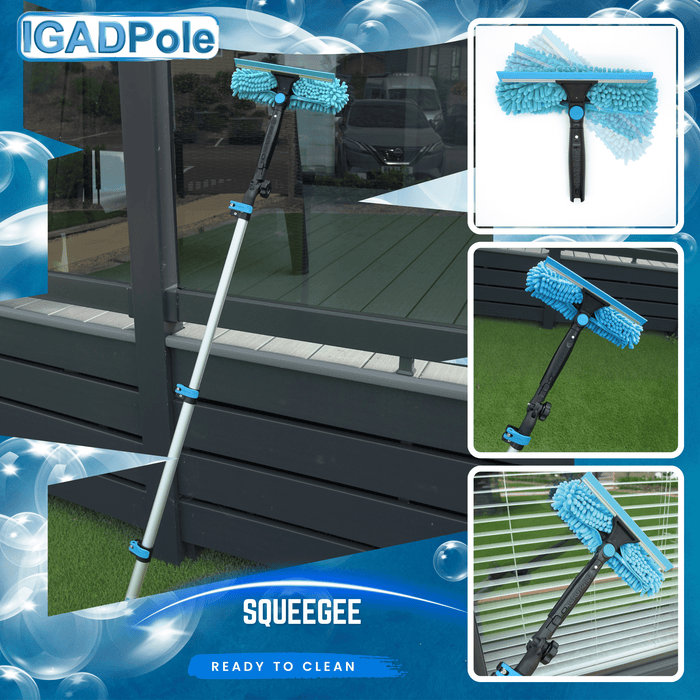 IGADPole 7m (24ft) Window Squeegee Cleaning Kit, Extension Pole and 10"(25cm) Window Squeegee