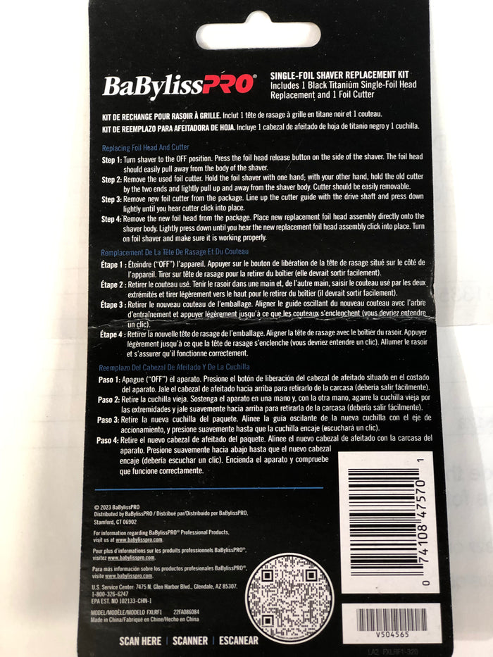 BABYLISSPRO UVFOIL SHAVER SINGLE REPLACEMENT  FOIL  # FXLRF1 - Palms Fashion Inc.