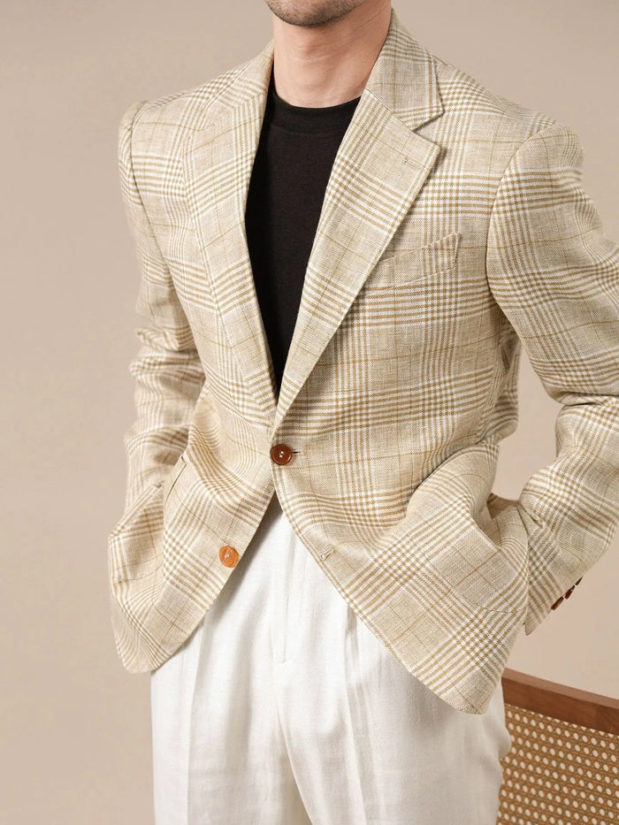 Italian-Style Half-Lined Men's Suit Jacket Notched Lapel - BRABION