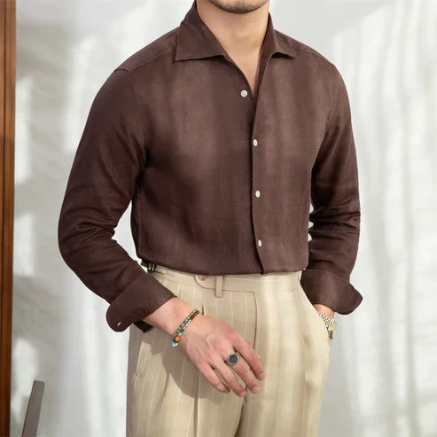 Italian Vega - One Pice Cut Away Collar European Linen Shirt - 022