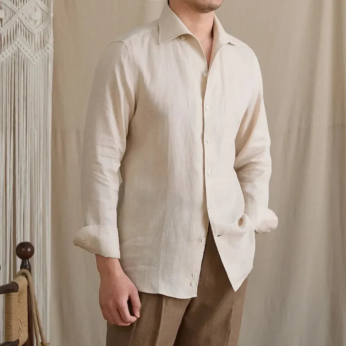 Italian Vega - One Pice Cut Away Collar European Linen Shirt - 022
