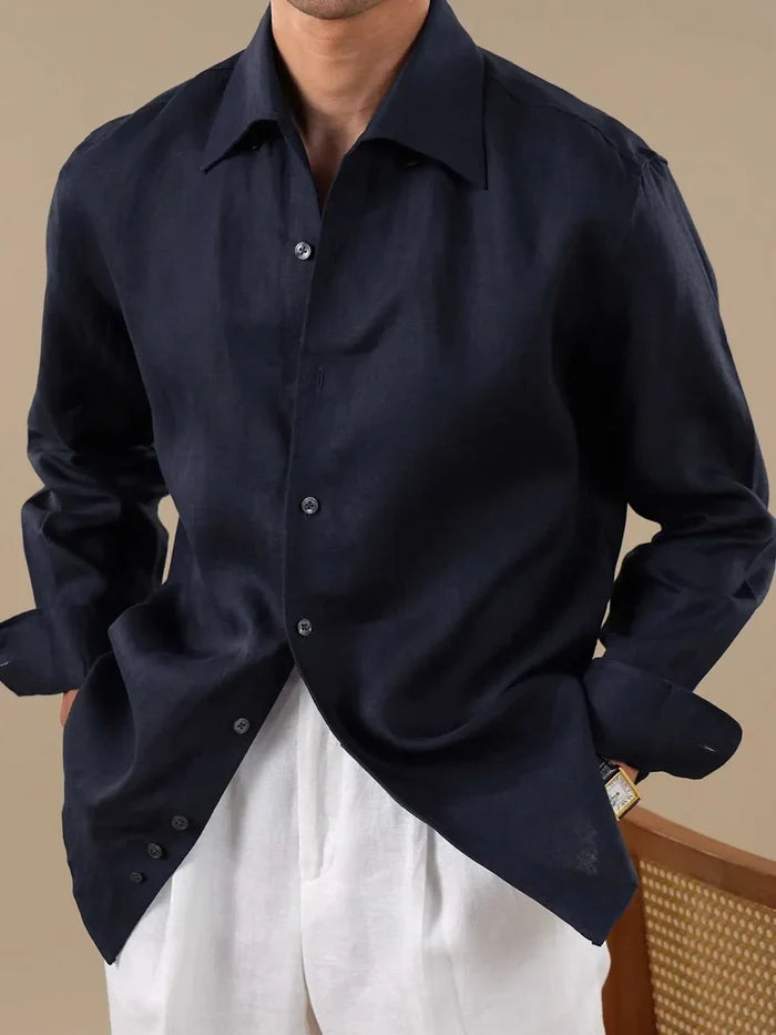 Italian Vega - Solid One Piece Collar European Linen Shirt - 010