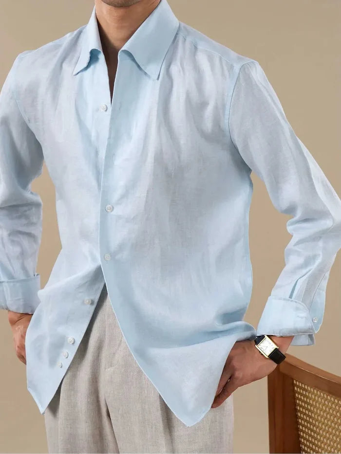 Italian Vega - Solid One Piece Collar European Linen Shirt - 010