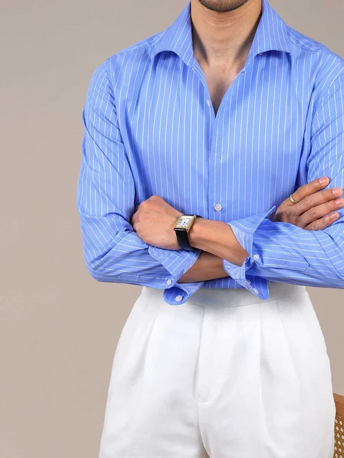 Italian Vega - Striped 100% Cotton Shirt - 012